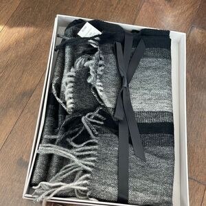 Black Brown 1826 Blurred Stripe Wool-Cashmere Scarf-GREY-One Size